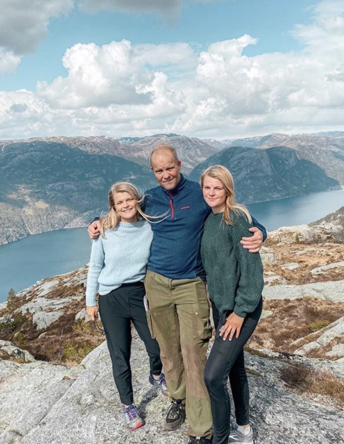Thea Holland hikes with her sister and father at Sollifhellet after returning to Norway.