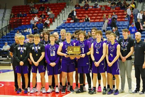 The SES Trojans pose for a picture after taking third at state. 