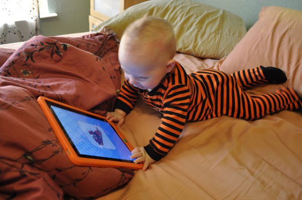 Baby using an iPad.